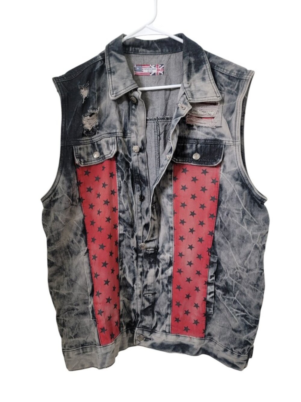 Vintage & Denim GS-115 Size XL Distressed Denim Vest, New Without Tags